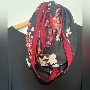 J Jill Floral Black and Red Silk Scarf
